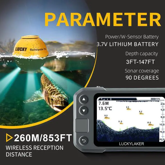 Alt view image 3 of 7 - Kayak Portable Fish Finder Transducer Wireless Sonar Fish Finders Boat Rechargeable Handheld Fish Depth Finder Fishing MT-202