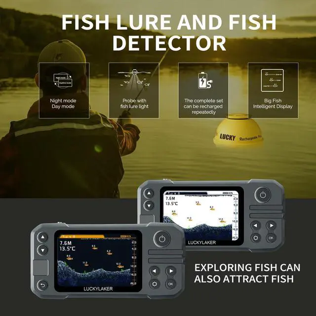 Alt view image 4 of 7 - Kayak Portable Fish Finder Transducer Wireless Sonar Fish Finders Boat Rechargeable Handheld Fish Depth Finder Fishing MT-202