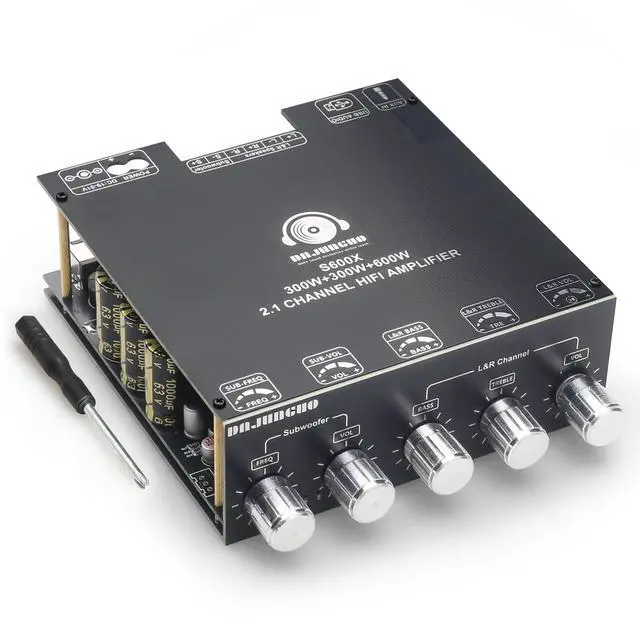 Main image of S600X 2.1 Channel Amplifier Board 300W+300W+600W Power Output,TPA3255 Chip,Bluetooth 5.2,Black