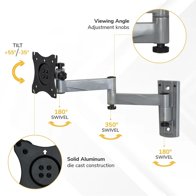 Alt view image 5 of 7 - Lockable RV TV Mount for Camper, Trailer, Motorhome, Truck & Boat, Full Motion, Quick Release, Rust-Resistant Aluminum, Dual Wall Plates for Indoor & Outdoor, 19-43 TVs, 33 lbs, VESA 200x200