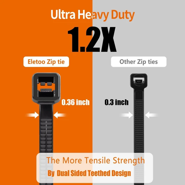 Alt view image 3 of 7 - 18 Inch Black Zip Ties Heavy Duty 500 Pack Long Cable Ties 300 LBS Extra Strong, UV Resistant Cable Ties, Weatherproof, Self-Locking for Indoor and Outdoor