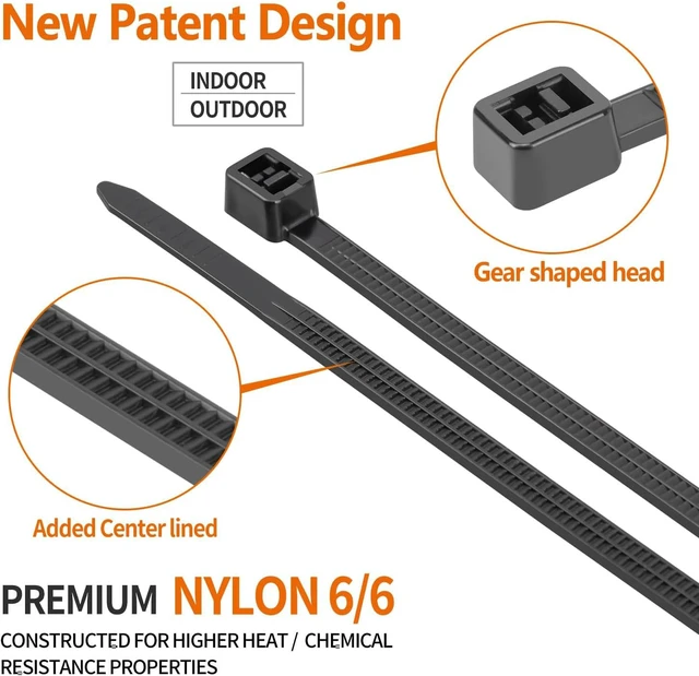 Alt view image 4 of 7 - 18 Inch Black Zip Ties Heavy Duty 500 Pack Long Cable Ties 300 LBS Extra Strong, UV Resistant Cable Ties, Weatherproof, Self-Locking for Indoor and Outdoor