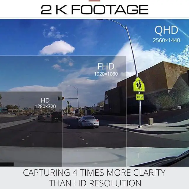 Alt view image 3 of 7 - Q200 Dash Cam 2K Front and Rear, Built-in GPS, Wi-Fi, ADAS, WDR | 32GB card and hardwiring cable included, speed and red light alerts, parking monitor, night vision, 256GB max
