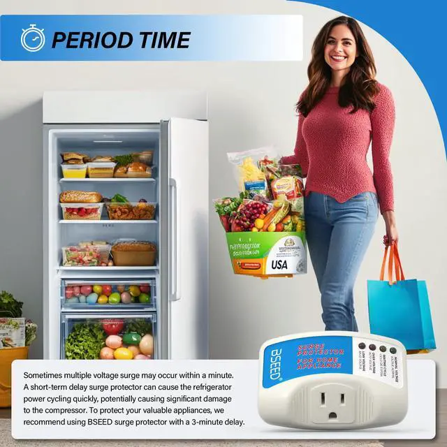Alt view image 4 of 7 - Surge Protector for Refrigerator, Single Outlet Surge Protector Plug in for Home Appliance Multi Function Plug with Protection Wall Mount Power Suppressor for TV/PC/PS5, 15A, 125V, 1875W, 1 Pack