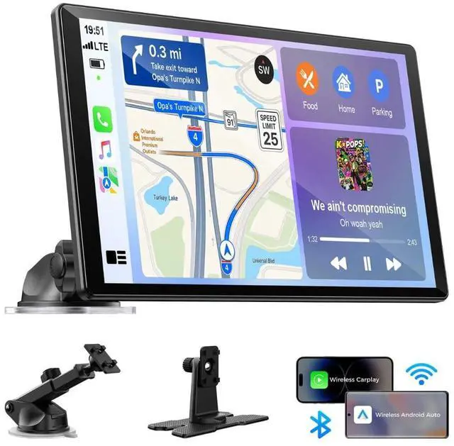 Main image of 11" Wireless CarPlay Screen with in-Cell Display and Dual-Band WiFi | GPS Navigation, Mirror Link for iPhone & Android, OTA Updates, Custom Wallpaper,A Thoughtful Gift for Family & New Drivers