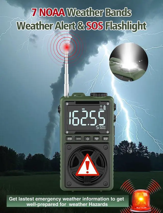 Alt view image 7 of 7 - Bluetooth AM FM Shortwave Radio with NOAA Weather Alert,1250mAh Rechargeable Portable Pocket Radio with Best Reception,5W Big Speaker, Digital Tuner and Earphone,Support SD Card and USB MP3 Player