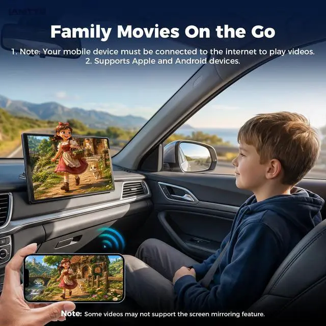 Alt view image 4 of 7 - 11" Wireless CarPlay Screen with in-Cell Display and Dual-Band WiFi | GPS Navigation, Mirror Link for iPhone & Android, OTA Updates, Custom Wallpaper,A Thoughtful Gift for Family & New Drivers