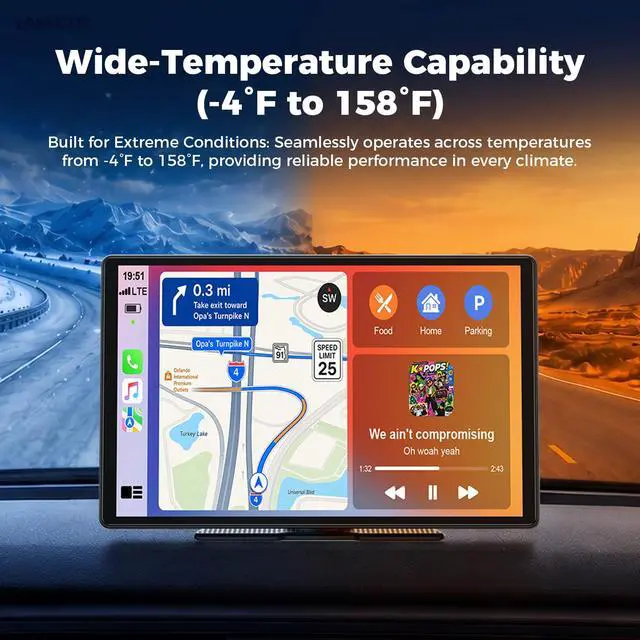 Alt view image 5 of 7 - 11" Wireless CarPlay Screen with in-Cell Display and Dual-Band WiFi | GPS Navigation, Mirror Link for iPhone & Android, OTA Updates, Custom Wallpaper,A Thoughtful Gift for Family & New Drivers