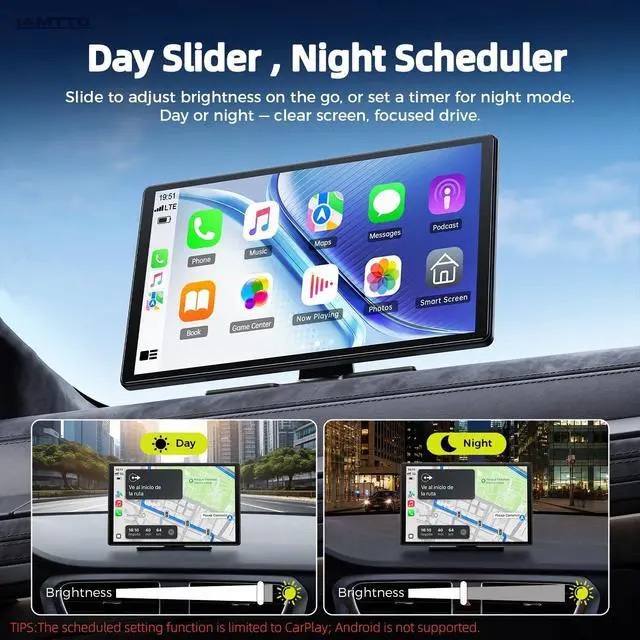 Alt view image 6 of 7 - 11" Wireless CarPlay Screen with in-Cell Display and Dual-Band WiFi | GPS Navigation, Mirror Link for iPhone & Android, OTA Updates, Custom Wallpaper,A Thoughtful Gift for Family & New Drivers