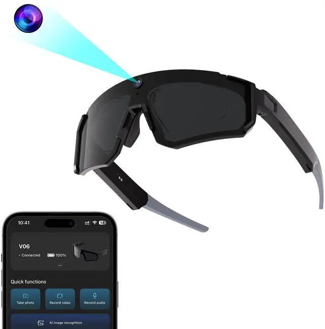 Main image of AI Pro Camera Glasses, 32MP Polarized Sunglasses | 6-Axis EIS Stabilization, AI Voice Assistant, Dual-Mic ENC Noise Cancelling, Conversation Translation,for Cycling Hiking