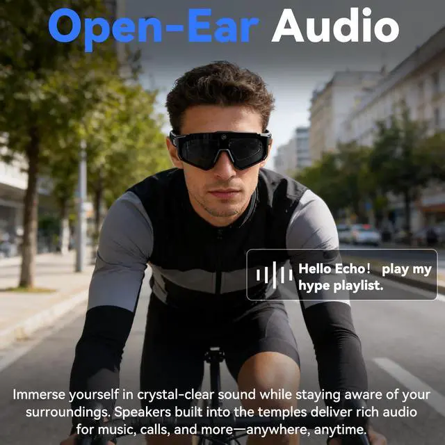 Alt view image 4 of 7 - AI Pro Camera Glasses, 32MP Polarized Sunglasses | 6-Axis EIS Stabilization, AI Voice Assistant, Dual-Mic ENC Noise Cancelling, Conversation Translation,for Cycling Hiking