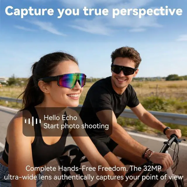 Alt view image 3 of 7 - AI Pro Camera Glasses, 32MP Polarized Sunglasses | 6-Axis EIS Stabilization, AI Voice Assistant, Dual-Mic ENC Noise Cancelling, Conversation Translation,for Cycling Hiking