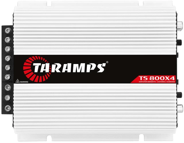 Main image of Taramps TS 800x4 1 Ohm Multichannel Stereo Amplifier 800 Watts Rms, 4 Channels, Full Range, Car Audio Amp Digital 2 Bridged Channel, Crossover High/Low Pass, with RCA and Automatic High Level Input
