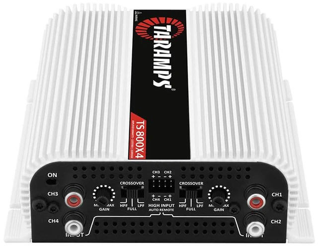 Alt view image 4 of 4 - Taramps TS 800x4 1 Ohm Multichannel Stereo Amplifier 800 Watts Rms, 4 Channels, Full Range, Car Audio Amp Digital 2 Bridged Channel, Crossover High/Low Pass, with RCA and Automatic High Level Input