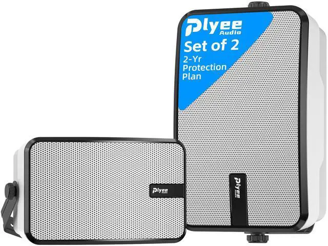 Main image of 400W Outdoor Bluetooth Speakers, Wireless Sync Between Speakers, Powerful Bass, Wall Mount for Patio, Porch, Gazebo, Garage, 2-Pack, White(MZ-621)