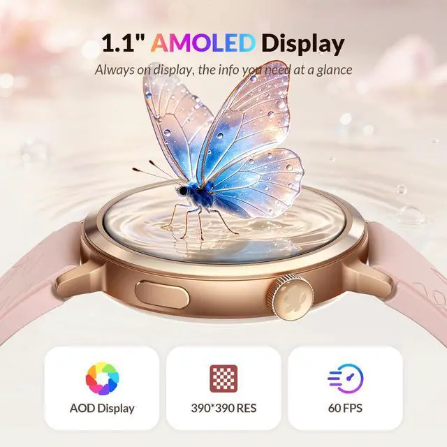 Alt view image 4 of 7 - Luna Smart Watch for Women, 1.1" AMOLED Small Women's Smartwatch | 24/7 Activity Tracker, Heart Rate Monitor, Sleep Monitor, Message Notifications, Long Battery Life