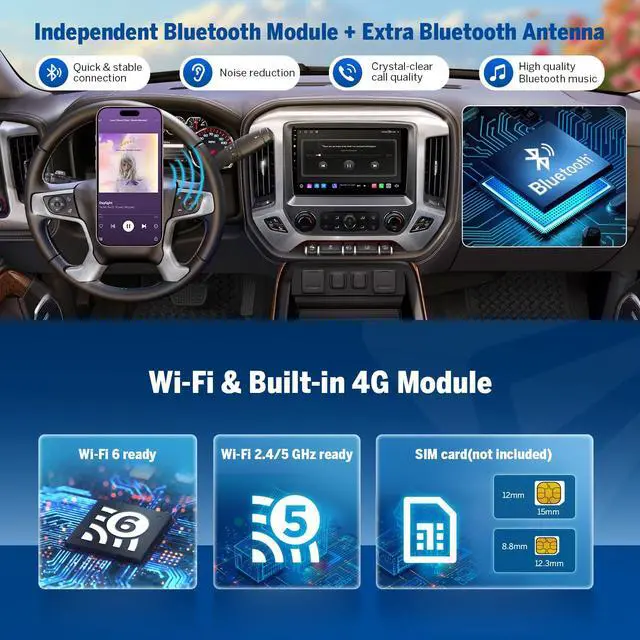 Alt view image 6 of 7 - 6+64GB GMSX6S2 Car Stereo for Chevy Silverado GMC 2014-2018 | QCM6225-AD octa-core processor Chevrolet wireless CarPlay Android Auto 10.1"QLED display Bluetooth 2015 Silverado