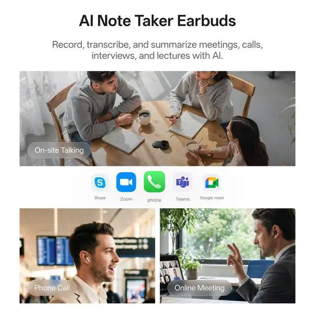 Alt view image 2 of 7 - RecDot AI Voice Recorder Earbuds, AI Note Taker for Meetings & Calls | Real-Time transcription & translation across 78 languages, 48 dB hybrid ANC, AI powered summaries with advanced LLM models