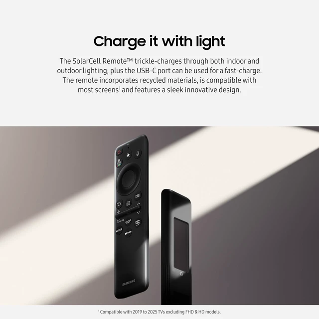 Alt view image 3 of 6 - SolarCell Remote, Solar Powered, Self-Charging TV Remote Control, USB-C Rechargeable, Innovative Design, Made of Recycled Materials, 2025, VG-TM2560EN/ZA, Black