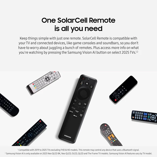 Alt view image 4 of 6 - SolarCell Remote, Solar Powered, Self-Charging TV Remote Control, USB-C Rechargeable, Innovative Design, Made of Recycled Materials, 2025, VG-TM2560EN/ZA, Black