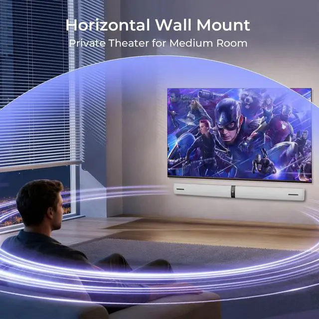 Alt view image 6 of 7 - Sound Bar for Smart TV, 90W Soundbar with Bluetooth/ARC/Optical/AUX Connect, Auto Volume Boost, 3 Equalizer Modes, 2 in 1 Detachable Soundbar for TV for TV/PC/Gaming/Projectors
