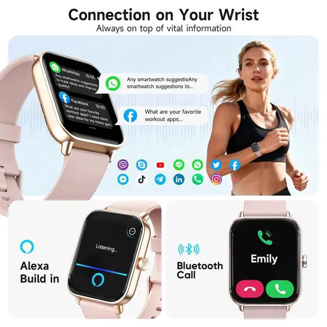 Alt view image 4 of 7 - Smart Watch for Women,1.85'' AMOLED Ultra-Clear Screen,Alexa Built-in | Fitness Tracker with 110+ Sport Modes Heart Rate/SpO2/Sleep/Calories Monitor,Smartwatch for iOS/Android,IP68 Waterproof