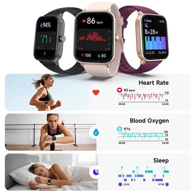 Alt view image 3 of 7 - Smart Watch for Women,1.85'' AMOLED Ultra-Clear Screen,Alexa Built-in | Fitness Tracker with 110+ Sport Modes Heart Rate/SpO2/Sleep/Calories Monitor,Smartwatch for iOS/Android,IP68 Waterproof