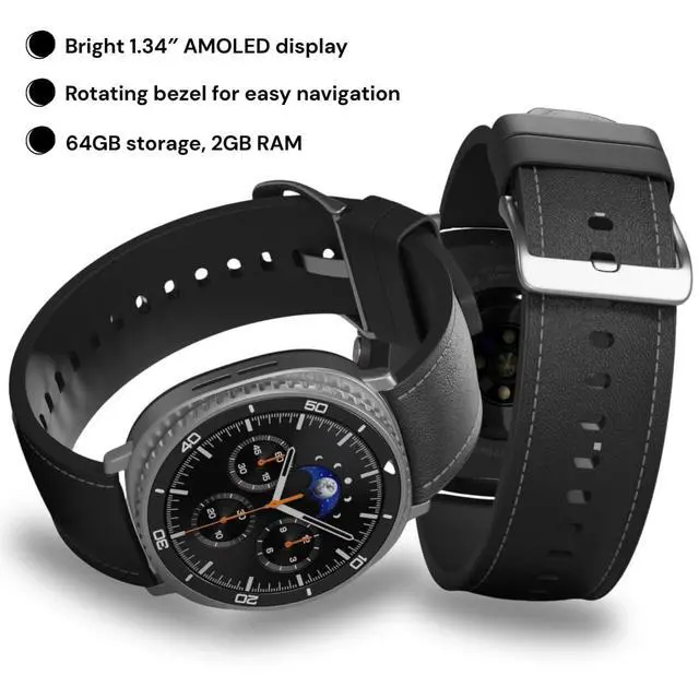 Alt view image 6 of 7 - Galaxy Watch 8 Classic | 46mm, Rotating Bezel | AI Smartwatch w/ 1.34" AMOLED, Wi-Fi, Bluetooth, GPS Fitness Tracker, IP68 | International Latin Model (No) L500 | w/Charger Cube