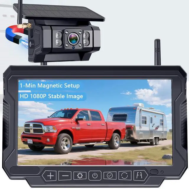 Main image of HD 1080P Magnetic Wireless Backup Camera for RV - 1-Min Easy Install | Stays Secure on Bumpy Driving for RV Trailer - 7'' Monitor for Rear View & Parking While Travel