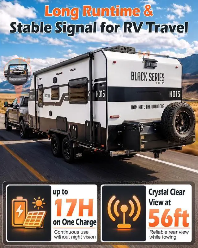 Alt view image 6 of 7 - HD 1080P Magnetic Wireless Backup Camera for RV - 1-Min Easy Install | Stays Secure on Bumpy Driving for RV Trailer - 7'' Monitor for Rear View & Parking While Travel