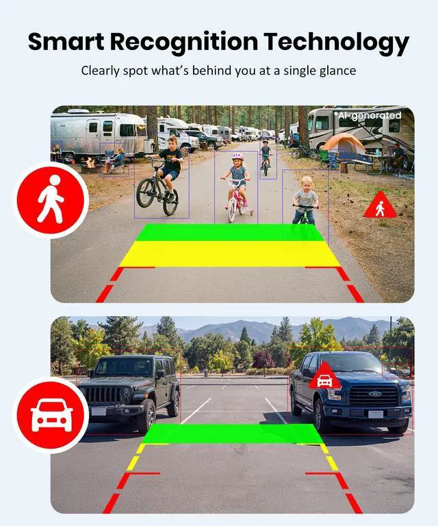 Alt view image 3 of 7 - Solar Magnetic Wireless Backup Camera, 1-Min Easy Magnetic Install | Smart Detection Helps Spot Cars & Pedestrians, 7.2" 1080P Split Screen Monitor, Back Up Camera for Truck RV Trailer Camper