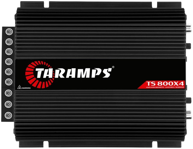Main image of Taramps TS 800x4 2 Ohms Black Multichannel Stereo Amplifier 800 Watts Rms, 4 Channels, Full Range, Car Audio Digital 2 Bridged Channel, Crossover High/Low Pass, with RCA and Automatic High Level Input