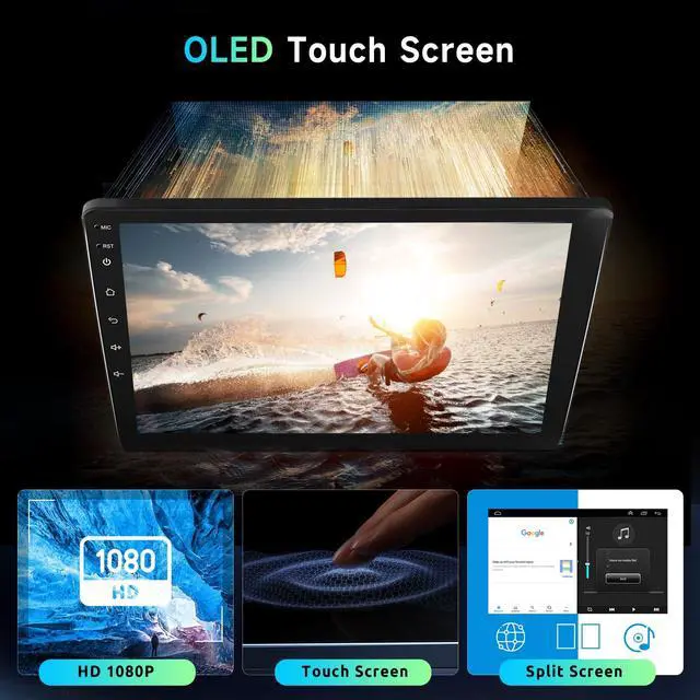 Alt view image 4 of 7 - 8 Core 8+128G Android Car Radio Stereo for Honda Civic 2006-2011 with Wireless Carplay Android Auto, 10.1" QLED Touch Screen, WiFi/4G, GPS, DSP/Hi-Res, AM/FM, Bluetooth 5.0, Backup Camera