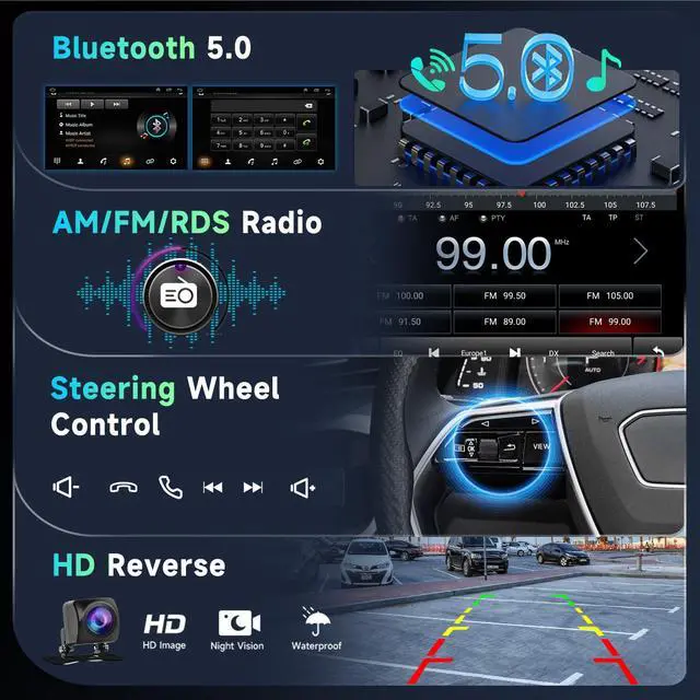 Alt view image 5 of 7 - 8 Core 8+128G Android Car Radio Stereo for Honda Civic 2006-2011 with Wireless Carplay Android Auto, 10.1" QLED Touch Screen, WiFi/4G, GPS, DSP/Hi-Res, AM/FM, Bluetooth 5.0, Backup Camera