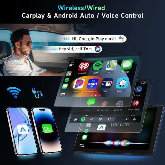 Alt view image 3 of 7 - 8 Core 8+128G Android Car Radio Stereo for Honda Civic 2006-2011 with Wireless Carplay Android Auto, 10.1" QLED Touch Screen, WiFi/4G, GPS, DSP/Hi-Res, AM/FM, Bluetooth 5.0, Backup Camera