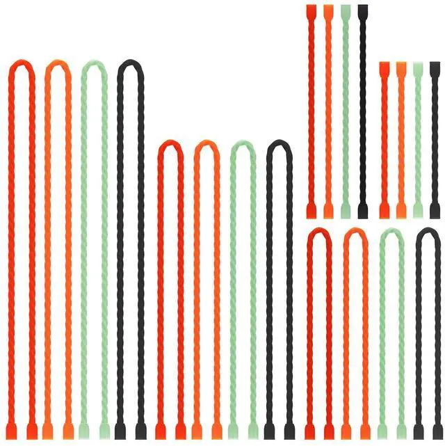 Main image of 20 PCS Silicone Cable Ties - Reusable Rubber Twist Ties Bendable Cable Ties for Bundling and Holding, All Purpose Cord Tie for Indoor and Outdoor (4"+6"+12"+18"+24")