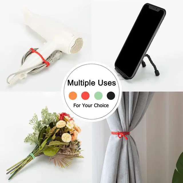 Alt view image 4 of 7 - 20 PCS Silicone Cable Ties - Reusable Rubber Twist Ties Bendable Cable Ties for Bundling and Holding, All Purpose Cord Tie for Indoor and Outdoor (4"+6"+12"+18"+24")