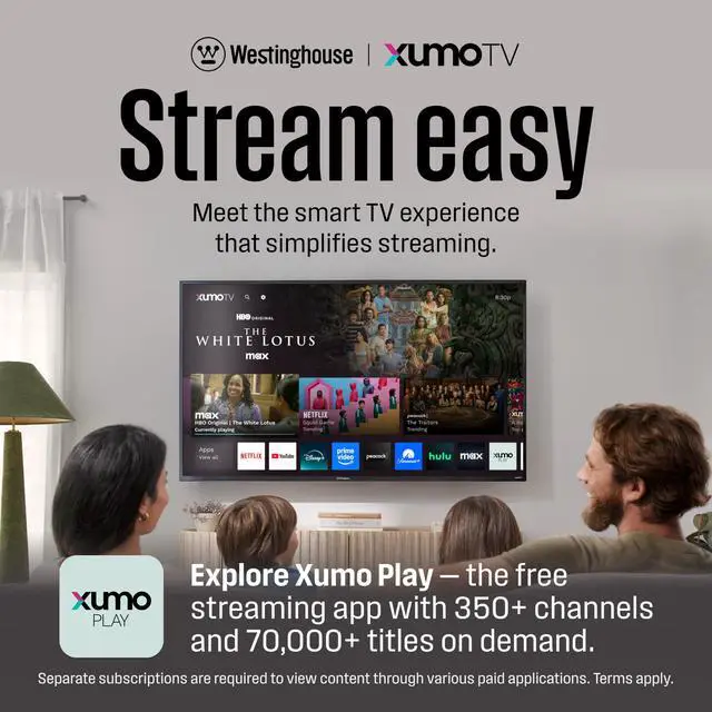 Alt view image 2 of 7 - 40-inch Smart TV, FHD 1080P Xumo TV w/Voice Remote, Flat Screen Television w/Dolby Atmos, Bluetooth, Apple AirPlay, Wi-Fi & Mobile Connectivity
