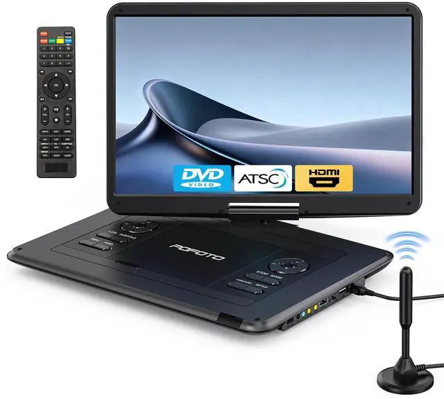 Main image of 17.5" Portable TV/DVD Player with 15.6" HD Swivel Screen | Built-in ATSC Tuner & FM, Rechargeable Battery, Supports HDMI in/USB/Micro SD/AV Out, Multi-Disc Formats, Black