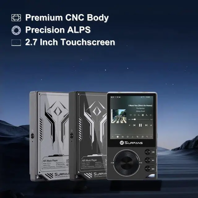 Alt view image 7 of 7 - F20 Pro Hi-Res Music Player, Dual ESS9018 DAC,DSD512, Spotify & Tidal Support, WiFi & Bluetooth LDAC, 4.4mm Balanced(500mW), Expandable 1TB, Touchscreen Portable MP3 DAP (Gray)