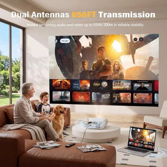Alt view image 3 of 7 - Wireless HDMI Transmitter and 3 Receivers, Support Up to 6 Receivers, 5.8G HDMI Wireless Extender Casting Content for PC Laptop Camera Cable Box to Multiple TVs Monitors Projectors -656FT