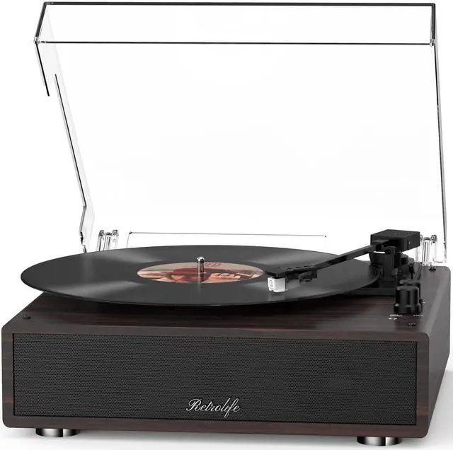 Main image of ® Vinyl Record Player All-in-one Vintage Turntable,Walnut Red | HiFi Audio AT-3600L MM Cartridge,Built-in Stereo Speakers,Belt-Driven,3 Speed,BT Wireless Input,AUX RCA Line,Auto Stop,Retro