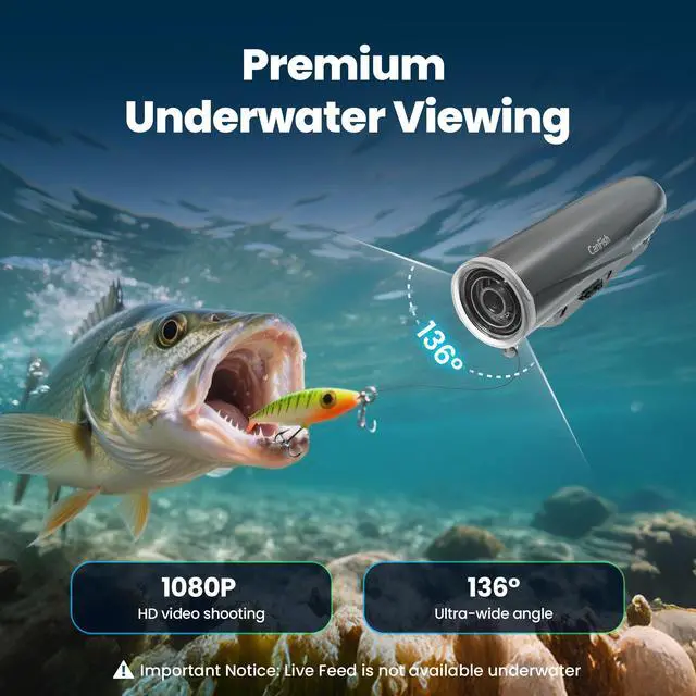 Alt view image 2 of 6 - CanFish Fishing CamX Fishing Finders Camera,Lure Action Camera HD 1080P &136°Ultra-Wide-Angle,656FT ROV Waterproof/Motion Sensing/Segmented Intelligent Recording/Wireless Charge/App Compatible (Grey)