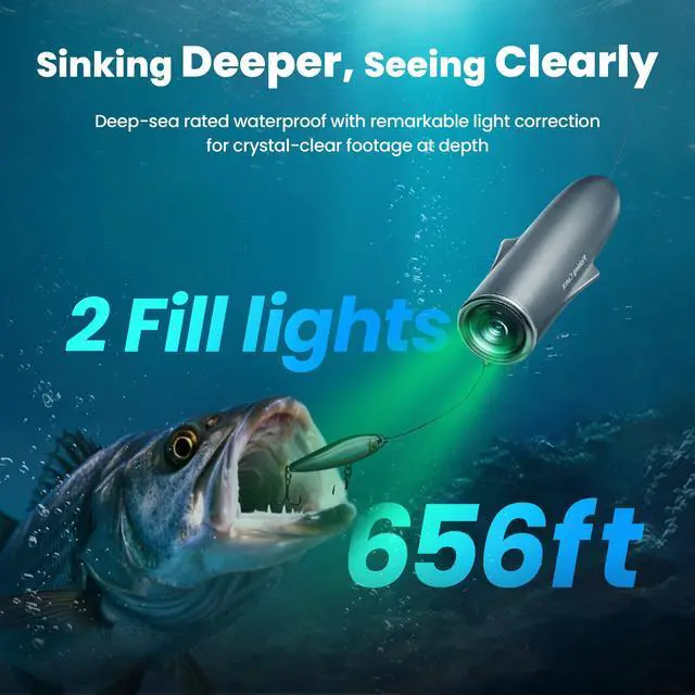 Alt view image 4 of 6 - CanFish Fishing CamX Fishing Finders Camera,Lure Action Camera HD 1080P &136°Ultra-Wide-Angle,656FT ROV Waterproof/Motion Sensing/Segmented Intelligent Recording/Wireless Charge/App Compatible (Grey)