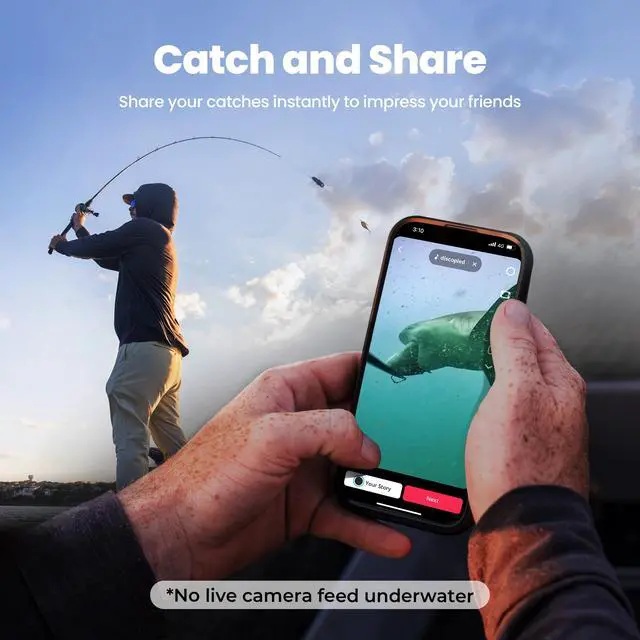 Alt view image 6 of 6 - CanFish Fishing CamX Fishing Finders Camera,Lure Action Camera HD 1080P &136°Ultra-Wide-Angle,656FT ROV Waterproof/Motion Sensing/Segmented Intelligent Recording/Wireless Charge/App Compatible (Grey)