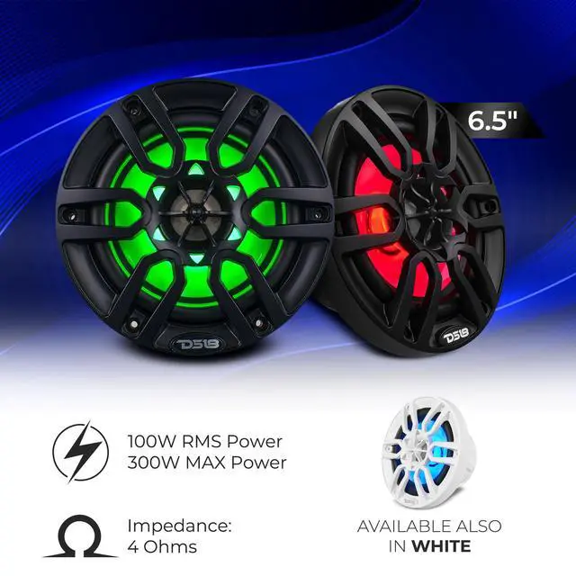 Alt view image 2 of 7 - HYDRO NXL-6 - High End Coaxial Speaker Pair - 2-Way Marine Speaker w/Integrated RGB Lights - 300 Watt - 100% UV Stable - Water Resistant Speakers - 6.5 Inches, Black