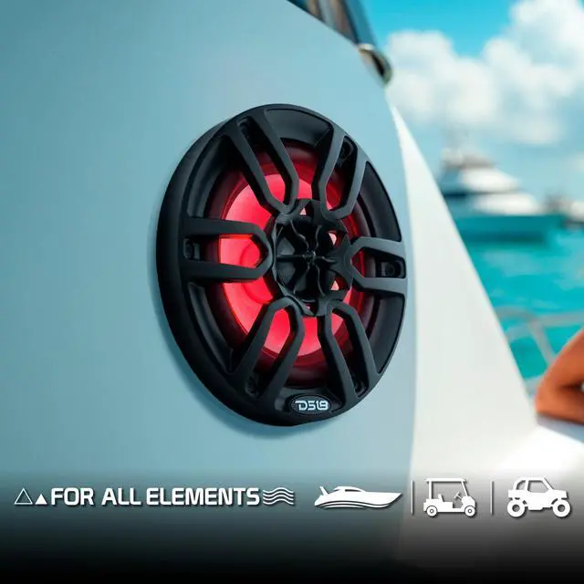 Alt view image 6 of 7 - HYDRO NXL-6 - High End Coaxial Speaker Pair - 2-Way Marine Speaker w/Integrated RGB Lights - 300 Watt - 100% UV Stable - Water Resistant Speakers - 6.5 Inches, Black