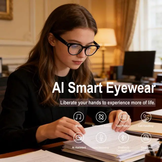 Alt view image 2 of 7 - Ai Smart Glasses with Camera and Bluetooth - 4K HD Video Recording, Real-Time Translation, with Color-Changing Lenses for Travel, Sports, Outdoor Use