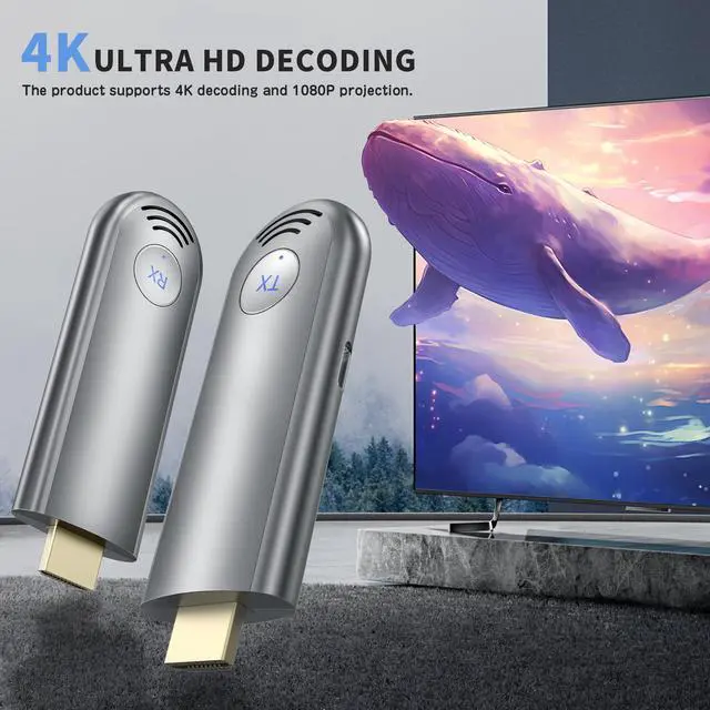Alt view image 2 of 7 - TPUFO Wireless HDMI Transmitter and Receiver, Plug & Play Portable 2.4G/5G Wireless HDMI Extender Kit for Streaming Video and Audio to Monitor from Laptop/PC/TV Box/Projector