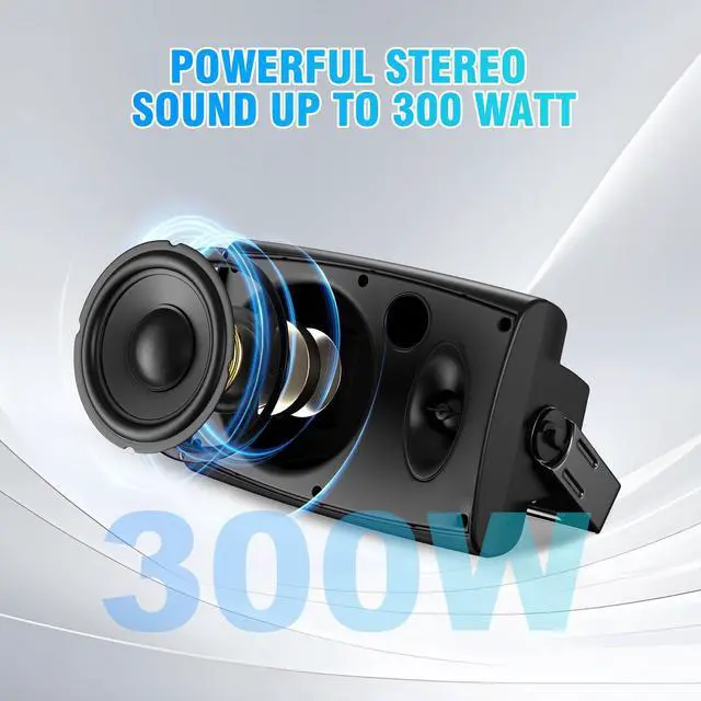 Alt view image 4 of 6 - 8-Inch Woofer 600W Passive Outdoor Speakers Wired, Large Wall-Mount Size(10.6"x9.4"x16.33" 11.4lbs Each), IP44 Waterproof All-Weather for Commercial Areas, Spacious BackyardsPair